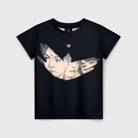 Детская футболка 3D с принтом BTS Butterfly в Ухте, 100% гипоаллергенный полиэфир | прямой крой, круглый вырез горловины, длина до линии бедер, чуть спущенное плечо, ткань немного тянется | Тематика изображения на принте: bts | pop | битиэс | бтс | ви | джей хоуп | джонгук | корейцы | музыка | поп | попса | рм | чимин | чин сюги