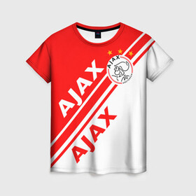 Женская футболка 3D с принтом FC AJAX AMSTERDAM / ФК АЯКС в Ухте, 100% полиэфир ( синтетическое хлопкоподобное полотно) | прямой крой, круглый вырез горловины, длина до линии бедер | ajax amsterdam | fifa | football | football club. | sport | uefa | английская премьер лига | аякс амстердам | лига финал | матч | спорт | уефа | финал | фифа | футбол | футбольный клуб