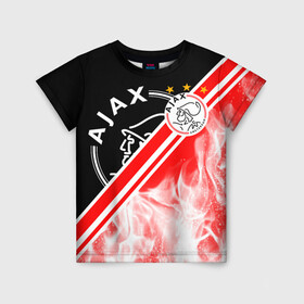 Детская футболка 3D с принтом FC AJAX AMSTERDAM / ФК АЯКС в Ухте, 100% гипоаллергенный полиэфир | прямой крой, круглый вырез горловины, длина до линии бедер, чуть спущенное плечо, ткань немного тянется | ajax amsterdam | fifa | football | football club. | sport | uefa | английская премьер лига | аякс амстердам | лига финал | матч | спорт | уефа | финал | фифа | футбол | футбольный клуб