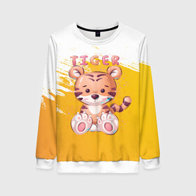 Женский свитшот 3D с принтом Tiger в Ухте, 100% полиэстер с мягким внутренним слоем | круглый вырез горловины, мягкая резинка на манжетах и поясе, свободная посадка по фигуре | арт | графика | животные | звери | игрушка | мультяшка | тигр