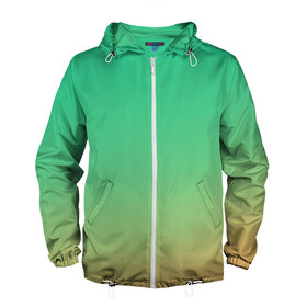 Мужская ветровка 3D с принтом Зеленый и Желтый в Ухте, 100% полиэстер | подол и капюшон оформлены резинкой с фиксаторами, два кармана без застежек по бокам, один потайной карман на груди | Тематика изображения на принте: абстракция | желтый | зеленый | лето