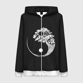 Женская толстовка 3D на молнии с принтом Yin and Yang. Bonsai Tree в Ухте, 100% полиэстер | длина до линии бедра, манжеты и пояс оформлены мягкой тканевой резинкой, двухслойный капюшон со шнурком для регулировки, спереди молния, по бокам два кармана | black | bonsai | buddhism | dualism | esotericism | evil | good | japan | negative | philosophy | positive | tree | white | yang | yin | zen | белое | бонсай | буддизм | дерево | дзен | добро | древо | дуализм | зло | инь | негатив | позитив | философия |