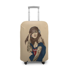 Чехол для чемодана 3D ДевушКа слушает Музыку: в Ухте, 86% полиэфир, 14% спандекс | двустороннее нанесение принта, прорези для ручек и колес | девушка | девушкам | красивый рисунок | музыка