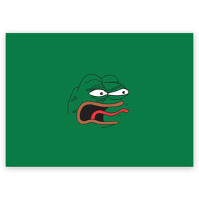Поздравительная открытка с принтом Pepe skin в Ухте, 100% бумага | плотность бумаги 280 г/м2, матовая, на обратной стороне линовка и место для марки
 | kekw | mem | pepe | smile | smiles | twitch | мемы | пепе | рофлан | смайл | смайлы | твитч