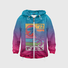 Детская ветровка 3D с принтом T-rex Dino 72 в Ухте, 100% полиэстер | подол и капюшон оформлены резинкой с фиксаторами, по бокам два кармана без застежек, один потайной карман на груди | dino | rex | roar | t rex | дино | динозавр | динозавры