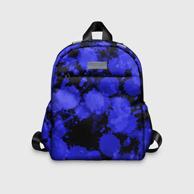 Детский рюкзак 3D с принтом Синие Кляксы в Ухте, 100% полиэстер | лямки с регулируемой длиной, сверху петелька, чтобы рюкзак можно было повесить на вешалку. Основное отделение закрывается на молнию, как и внешний карман. Внутри дополнительный карман. По бокам два дополнительных кармашка | Тематика изображения на принте: blots | абстрацкия | брызки | кляксы | пятна