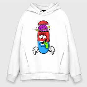 Мужское худи Oversize хлопок с принтом Моя пилюля в Ухте, френч-терри — 70% хлопок, 30% полиэстер. Мягкий теплый начес внутри —100% хлопок | боковые карманы, эластичные манжеты и нижняя кромка, капюшон на магнитной кнопке | pils | кайфовая жизнь | мозг | пилюля
