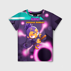 Детская футболка 3D с принтом BTD6 Ezili в Ухте, 100% гипоаллергенный полиэфир | прямой крой, круглый вырез горловины, длина до линии бедер, чуть спущенное плечо, ткань немного тянется | атака | башня | вуду | обезьянка | шар | эзили