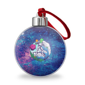 Ёлочный шар с принтом Пришелец на волне в Ухте, Пластик | Диаметр: 77 мм | nasa | астрономия | космос | нло | пришелец | пришелец на волне