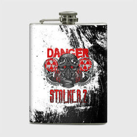 Фляга с принтом Stalker 2 Danger в Ухте, металлический корпус | емкость 0,22 л, размер 125 х 94 мм. Виниловая наклейка запечатывается полностью | danger | stalker | stallker | метро | постапокалипсис | радиация | сталкер | чернобыль