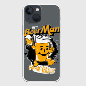 Чехол для iPhone 13 mini с принтом BEER MAN в Ухте,  |  | Тематика изображения на принте: alcochol | beer | comics | drink | man | комикс | напитки | пенное | прикол | рисунок | шутка