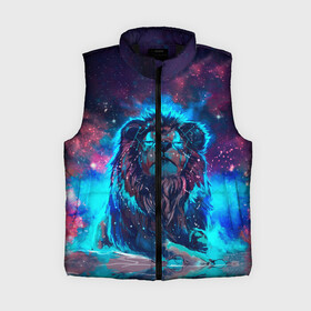 Женский жилет утепленный 3D с принтом СИЯЮЩИЙ ЛЕВ в Ухте,  |  | beast | cosmos | king | lion | neon | night | sky | stars | звезды | зодиак | космос | лев | небо | ночь | прайд | хищник | царь