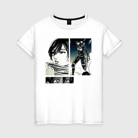 Женская футболка хлопок с принтом Attack On Titan Mikasa в Ухте, 100% хлопок | прямой крой, круглый вырез горловины, длина до линии бедер, слегка спущенное плечо | ackerman | anime | attack | dawn | girl | kawai | kyojin | manga | mikasa | no | of | on | shingeki | the | titan | titans | аккерман | аниме | арт | атака | бертольд | воин | вторжение | гигантов | девушка | колос | колосальный | леонхард | лицо | манга 