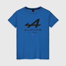 Женская футболка хлопок Alpine F1 team: в Ухте, 100% хлопок | прямой крой, круглый вырез горловины, длина до линии бедер, слегка спущенное плечо | alpine | f1 | renault | team | рено | ф1 | фернандо алонсо | формула 1