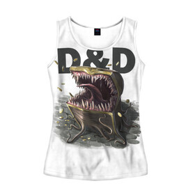 Женская майка 3D с принтом D&D | Мимик-сундук | ДнД в Ухте, 100% полиэстер | круглая горловина, прямой силуэт, длина до линии бедра | dd | dungeons and dragons | днд | мимик | подземелья и драконы | сундук