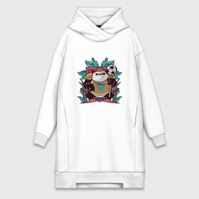 Платье-худи хлопок с принтом Панда Король Panda King в Ухте,  |  | clover | crown | football | jungle | jungles | throne | trone | tropical | tsar | держава | джунгли | клевер | королевская панда | корона | кресло | пандочка | правитель | прикол | рисунок панды | скипетр | смешная панда | трон