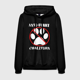 Мужская толстовка 3D с принтом Anti-Furry coalition в Ухте, 100% полиэстер | двухслойный капюшон со шнурком для регулировки, мягкие манжеты на рукавах и по низу толстовки, спереди карман-кенгуру с мягким внутренним слоем. | anti furry | coalition | furry | антифурри | антропоморфные животные | запрет | зверь | знак | коалиция | фурри | человек животные