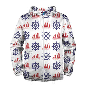 Мужская ветровка 3D с принтом Корабли и штурвалы в Ухте, 100% полиэстер | подол и капюшон оформлены резинкой с фиксаторами, два кармана без застежек по бокам, один потайной карман на груди | Тематика изображения на принте: ships | корабли | кораблики | море | морские | морское | руль | штурвал | штурвалы