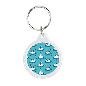 Брелок круглый с принтом Пингвины в Ухте, пластик и полированная сталь | круглая форма, металлическое крепление в виде кольца | Тематика изображения на принте: море | морские | океан | пингвин | пингвинчик | пингвины | плавники акул