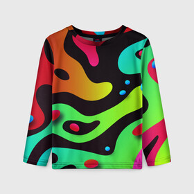 Детский лонгслив 3D с принтом Неон в Ухте, 100% полиэстер | длинные рукава, круглый вырез горловины, полуприлегающий силуэт
 | абстракция | краски | неон | палитра | пятна | текстура | цвета