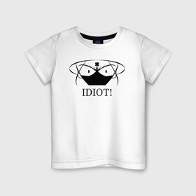 Детская футболка хлопок с принтом Чёрный клевер IDIOT! в Ухте, 100% хлопок | круглый вырез горловины, полуприлегающий силуэт, длина до линии бедер | asta | black bulls | black clover | quartet knights | yuno | акума | аниме | аста | блэк кловер | буракку куро:ба | демон | королевство клевера | король магов | лихт | магна | манга | пятилистник | черный бык | чёрный клев