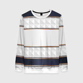 Женский свитшот 3D с принтом White 3d lines в Ухте, 100% полиэстер с мягким внутренним слоем | круглый вырез горловины, мягкая резинка на манжетах и поясе, свободная посадка по фигуре | 3d | 3д | sport | абстракция | линии | паттерн | соты | спортивный стиль | текстуры