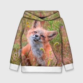 Детская толстовка 3D с принтом Лисичка в Ухте, 100% полиэстер | двухслойный капюшон со шнурком для регулировки, мягкие манжеты на рукавах и по низу толстовки, спереди карман-кенгуру с мягким внутренним слоем | fox | foxy | животное | звери | лиса | лисенок | лисичка | милая | рыжая | фокс