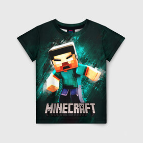 Детская футболка 3D с принтом MINECRAFT в Ухте, 100% гипоаллергенный полиэфир | прямой крой, круглый вырез горловины, длина до линии бедер, чуть спущенное плечо, ткань немного тянется | creeper | game | green | herobrine | kids | minecraft | детские | игры | компьютерные | крипер | майнкрафт | мобильные | персонаж | хиробрин