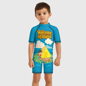 Детский купальный костюм 3D с принтом Мой остров в Ухте, Полиэстер 85%, Спандекс 15% | застежка на молнии на спине | animal crossing | game | games | анимал | играб игры | изабель | кросинг | кроссинг | мистер ресетти | том нук | энимал