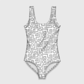 Купальник-боди 3D Геометрический лабиринт: в Ухте, 82% полиэстер, 18% эластан | Круглая горловина, круглый вырез на спине | абстрактная геометрия | геометрический фон | лабиринт | сетка