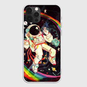 Чехол для iPhone 12 Pro Космонавт: в Ухте, силикон | область печати: задняя сторона чехла, без боковых панелей | арт | значки | космонавт | космос | надписи | радуга | цветное