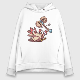 Женское худи Oversize хлопок с принтом Антибан в Ухте, френч-терри — 70% хлопок, 30% полиэстер. Мягкий теплый начес внутри —100% хлопок | боковые карманы, эластичные манжеты и нижняя кромка, капюшон на магнитной кнопке | бан | иллюстрация | петух | птицы | стикеры