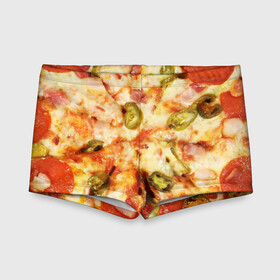 Детские купальные плавки 3D Пицца: в Ухте, Полиэстер 85%, Спандекс 15% | Слитный крой, подклад по переду изделия, узкие бретели | cheese | olives | pepperoni | pizza | пицца