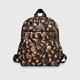 Детский рюкзак 3D с принтом Зерна Кофе в Ухте, 100% полиэстер | лямки с регулируемой длиной, сверху петелька, чтобы рюкзак можно было повесить на вешалку. Основное отделение закрывается на молнию, как и внешний карман. Внутри дополнительный карман. По бокам два дополнительных кармашка | Тематика изображения на принте: beans | coffee | арабика | зерна | кофе