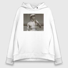 Женское худи Oversize хлопок с принтом ДАВИД МИКЕЛАНДЖЕЛО в Ухте, френч-терри — 70% хлопок, 30% полиэстер. Мягкий теплый начес внутри —100% хлопок | боковые карманы, эластичные манжеты и нижняя кромка, капюшон на магнитной кнопке | адам | бог | картина | картина микеланджело | мадонна брюгге | мадонна дони | микеланджело | микелянджело | моисей | мучения святого антония | оплакивание христа | рука адама | рука бога