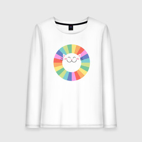 Женский лонгслив хлопок с принтом Smiling Cat в Ухте, 100% хлопок |  | animal | cat | cute | kitty | meow | друг | животные | киска | китти | кот | котенок | котик | котэ | кошечка | кошка | лев | леопард | милый | мур | мяу | пантера | питомец | рысь | тигр