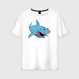 Женская футболка хлопок Oversize с принтом Акуленок в Ухте, 100% хлопок | свободный крой, круглый ворот, спущенный рукав, длина до линии бедер
 | maneater | акулы | иллюстрация | мег