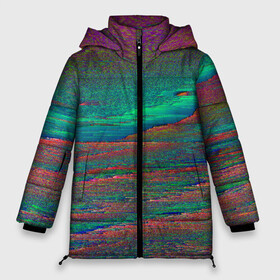 Женская зимняя куртка Oversize ГЛИТЧ ПОМЕХИ (Z): в Ухте, верх — 100% полиэстер; подкладка — 100% полиэстер; утеплитель — 100% полиэстер | длина ниже бедра, силуэт Оверсайз. Есть воротник-стойка, отстегивающийся капюшон и ветрозащитная планка. 
Боковые карманы с листочкой на кнопках и внутренний карман на молнии | abstract | glitch | lsd | абстракция | глитч | кислота | помехи | рябит | рябь | текстура