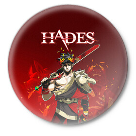 Значок с принтом Hades Zagrei в Ухте,  металл | круглая форма, металлическая застежка в виде булавки | dionysus | hades | roguelike | zagrei | бесконечные круги ада | дионис | загрей | компьютерная игра | мифология