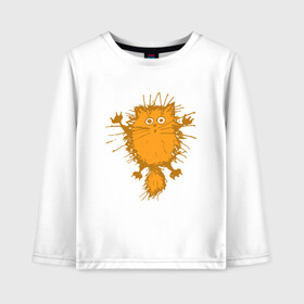 Детский лонгслив хлопок с принтом Funny Cat в Ухте, 100% хлопок | круглый вырез горловины, полуприлегающий силуэт, длина до линии бедер | animal | cat | cute | kitty | meow | друг | животные | киска | китти | кот | котенок | котик | котэ | кошечка | кошка | лев | леопард | милый | мур | мяу | пантера | питомец | рысь | тигр