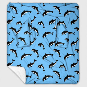 Плед с рукавами с принтом Дельфины в Ухте, 100% полиэстер | Закругленные углы, все края обработаны. Ткань не мнется и не растягивается. Размер 170*145 | Тематика изображения на принте: dolphin | дельфин | дельфины | море | морские | на голубом | с дельфином