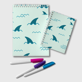 Блокнот с принтом Плавники акул в Ухте, 100% бумага | 48 листов, плотность листов — 60 г/м2, плотность картонной обложки — 250 г/м2. Листы скреплены удобной пружинной спиралью. Цвет линий — светло-серый
 | Тематика изображения на принте: shark | акула | акулы | жители | море | морские | океан | плавники | рыба