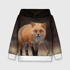 Детская толстовка 3D с принтом Хитрая лисица в Ухте, 100% полиэстер | двухслойный капюшон со шнурком для регулировки, мягкие манжеты на рукавах и по низу толстовки, спереди карман-кенгуру с мягким внутренним слоем | fox | foxy | животное | звери | лиса | лисенок | лисичка | милая | рыжая | фокс