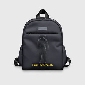 Детский рюкзак 3D с принтом Returnal в Ухте, 100% полиэстер | лямки с регулируемой длиной, сверху петелька, чтобы рюкзак можно было повесить на вешалку. Основное отделение закрывается на молнию, как и внешний карман. Внутри дополнительный карман. По бокам два дополнительных кармашка | returnal | roguelike | астронавт | возврат | возвращение | космонавт | космос | логотипы игр | персонажи игр | селена вассос | фантастика | шутер