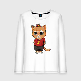 Женский лонгслив хлопок с принтом Street cat в Ухте, 100% хлопок |  | animal | cat | cute | kitty | meow | друг | животные | киска | китти | кот | котенок | котик | котэ | кошечка | кошка | лев | леопард | милый | мур | мяу | пантера | питомец | рысь | тигр