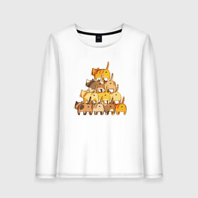 Женский лонгслив хлопок с принтом Пирамидка в Ухте, 100% хлопок |  | animal | cat | cute | kitty | meow | друг | животные | киска | китти | кот | котенок | котик | котэ | кошечка | кошка | лев | леопард | милый | мур | мяу | пантера | питомец | рысь | тигр