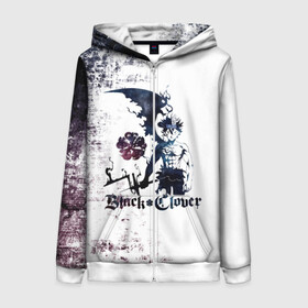 Женская толстовка 3D на молнии с принтом Чёрный демонический Аста Либе в Ухте, 100% полиэстер | длина до линии бедра, манжеты и пояс оформлены мягкой тканевой резинкой, двухслойный капюшон со шнурком для регулировки, спереди молния, по бокам два кармана | Тематика изображения на принте: asta | black bulls | black clover | quartet knights | yuno | акума | аниме | аста | блэк кловер | буракку куро:ба | демон | королевство клевера | король магов | лихт | магна | манга | пятилистник | черный бык | чёрный клев