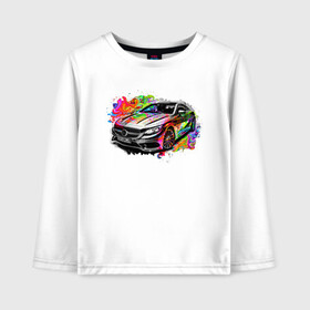 Детский лонгслив хлопок с принтом Мерседес в красках в Ухте, 100% хлопок | круглый вырез горловины, полуприлегающий силуэт, длина до линии бедер | авто | автомобили | диски | дорогие авто | красивые авто | мерседес | тачка