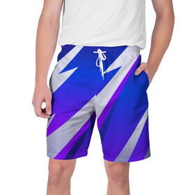 Мужские шорты 3D с принтом SPORT STYLE BLUE в Ухте,  полиэстер 100% | прямой крой, два кармана без застежек по бокам. Мягкая трикотажная резинка на поясе, внутри которой широкие завязки. Длина чуть выше колен | 3d | 3д | sport | абстракция | линии | паттерн | соты | спортивный стиль | текстуры