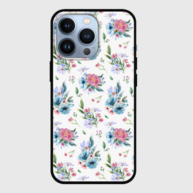 Чехол для iPhone 13 Pro с принтом Весенние акварельные цветы в Ухте,  |  | flowers art | illustration | pattern | spring | summer | watercolor | wildflowers | акварель | акварельные краски | акварельный рисунок | букет | бутоны | весна | лето | полевые цветы | узор из цветов | цветочная иллюстрация